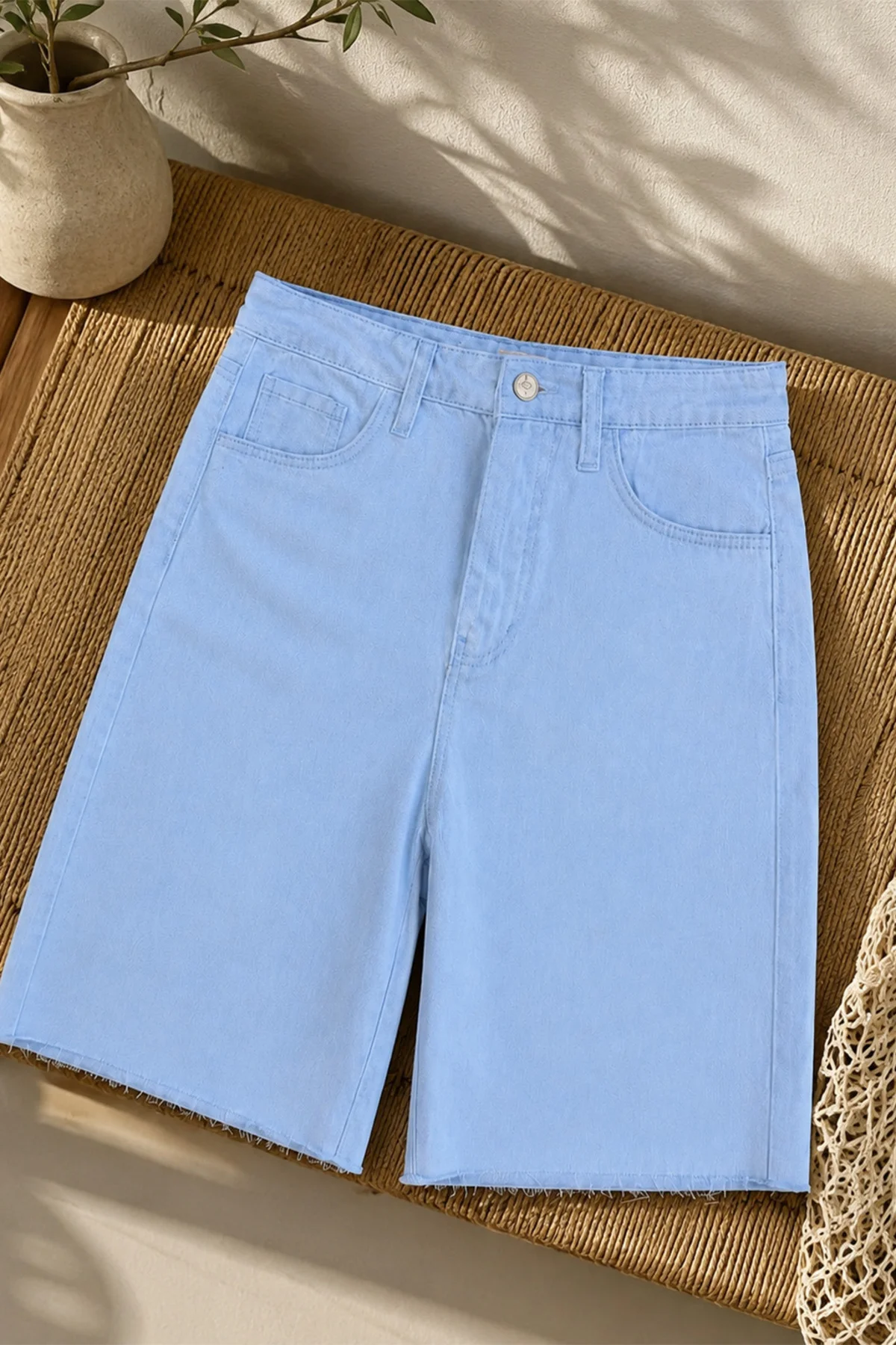 Azure Denim Şort - Mavi