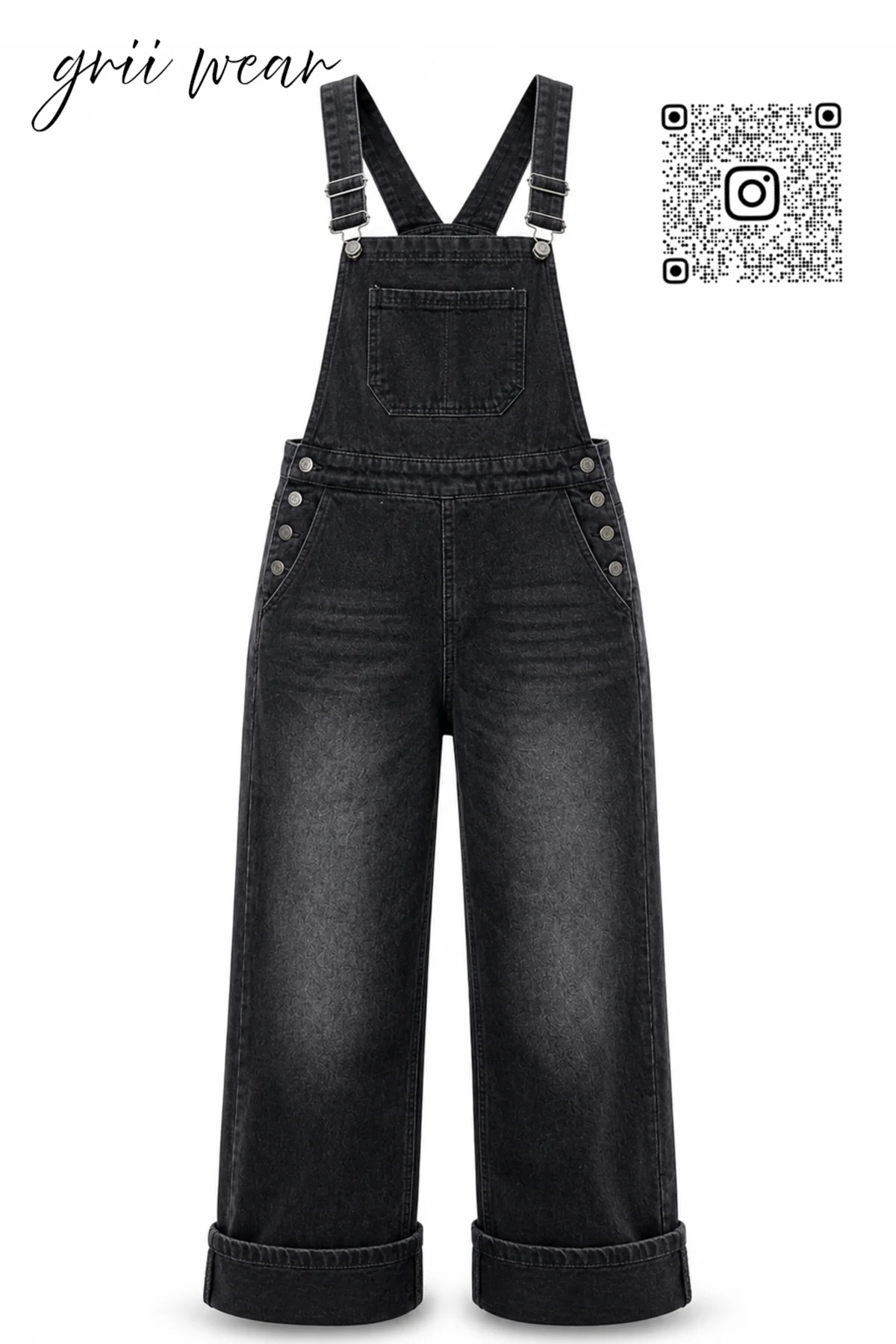Unisex Wide Leg Bol Kesim Kot Salopet Jile Pantolon
